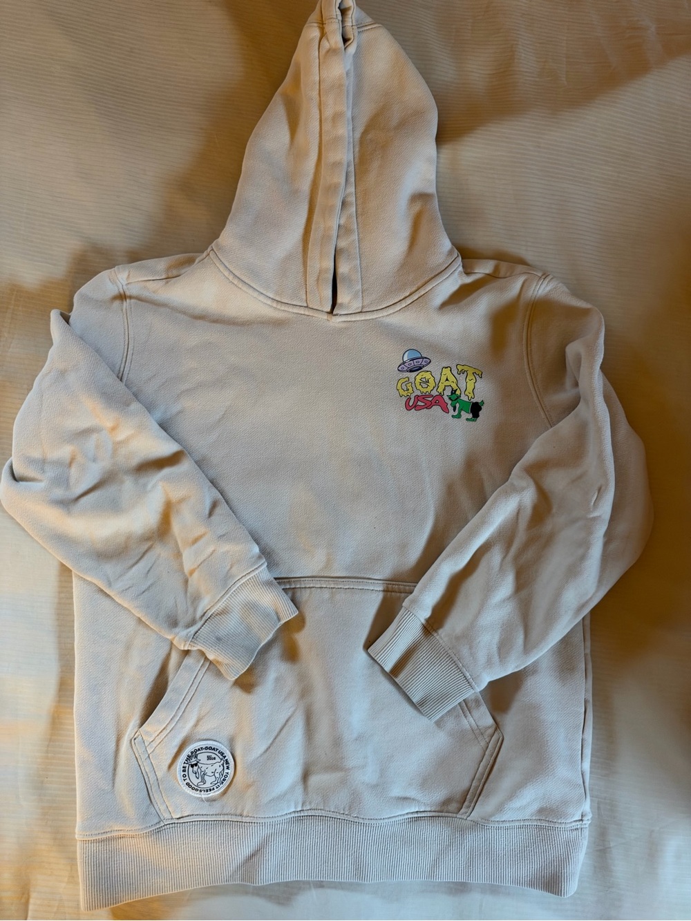 Kids Cream GOAT USA Pullover Hoodie - Graphic Front
